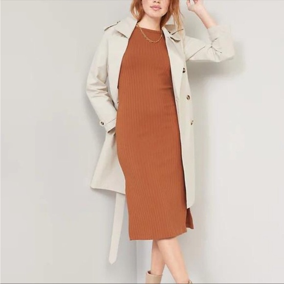 Old Navy Dresses & Skirts - NEW Old Navy Oolong Tea Ribbed Knit Midi Sweater Dress